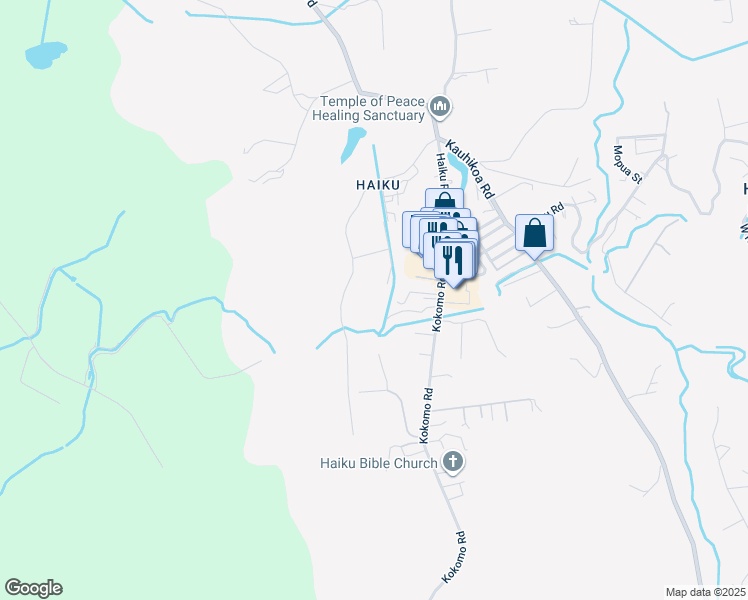 map of restaurants, bars, coffee shops, grocery stores, and more near 631 Auwaha Street in Haiku-Pauwela