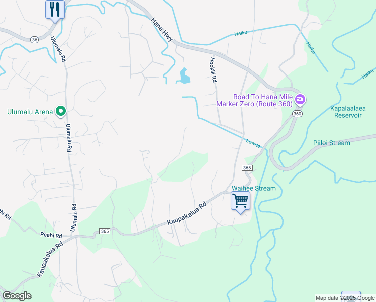 map of restaurants, bars, coffee shops, grocery stores, and more near 441 Haloa Road in Haiku-Pauwela