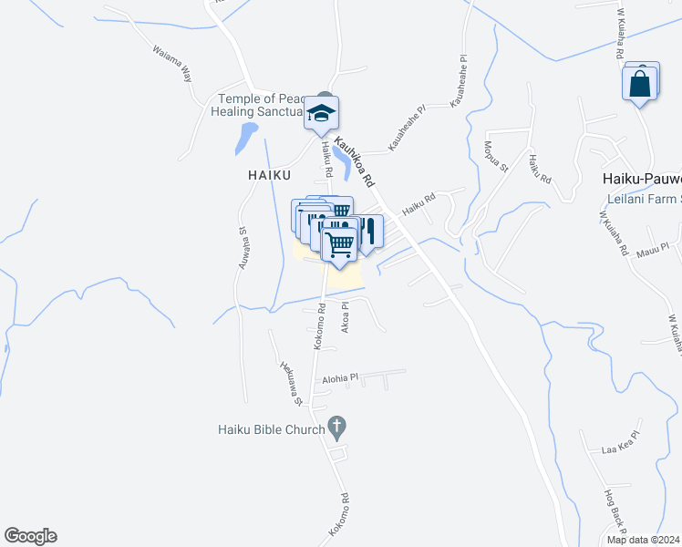map of restaurants, bars, coffee shops, grocery stores, and more near 810 Haiku Road in Haiku-Pauwela