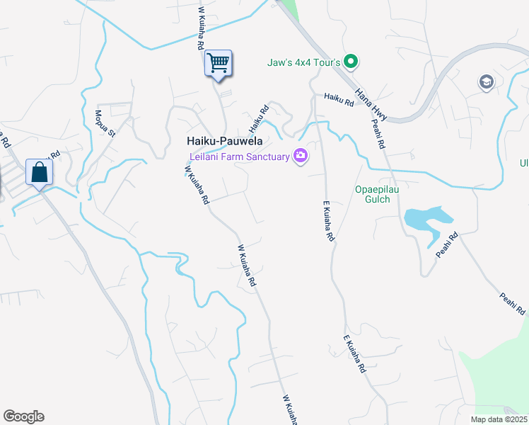 map of restaurants, bars, coffee shops, grocery stores, and more near 76 Mauu Place in Haiku-Pauwela