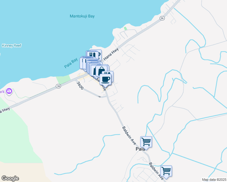 map of restaurants, bars, coffee shops, grocery stores, and more near 137 Apo Place in Paia