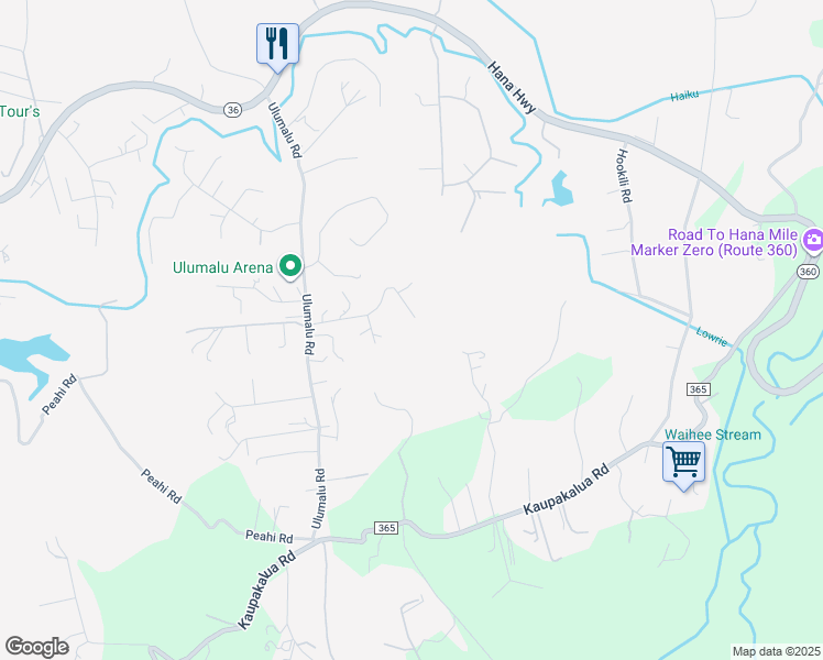 map of restaurants, bars, coffee shops, grocery stores, and more near 4492 Waha Place in Haiku-Pauwela
