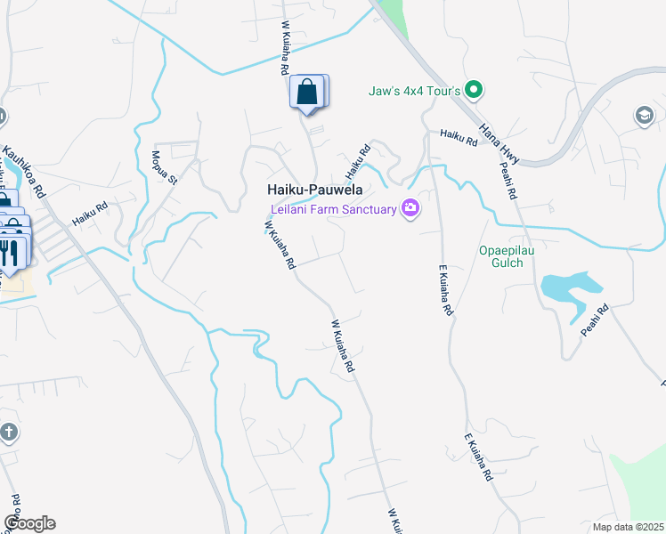 map of restaurants, bars, coffee shops, grocery stores, and more near 60 Mauu Place in Haiku-Pauwela