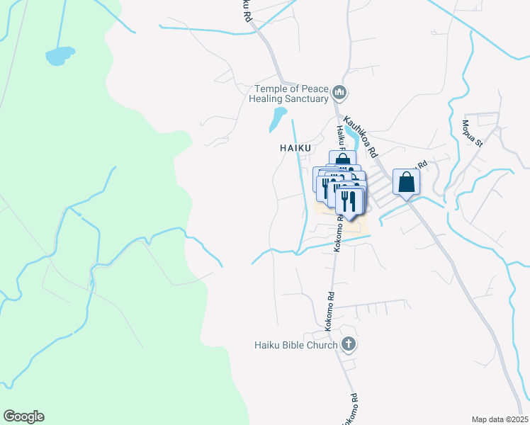 map of restaurants, bars, coffee shops, grocery stores, and more near 646 Auwaha Street in Haiku-Pauwela