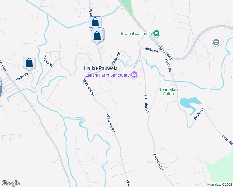 map of restaurants, bars, coffee shops, grocery stores, and more near 88 Mauu Place in Haiku-Pauwela