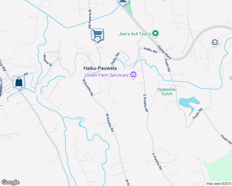 map of restaurants, bars, coffee shops, grocery stores, and more near 88 Mauu Place in Haiku-Pauwela