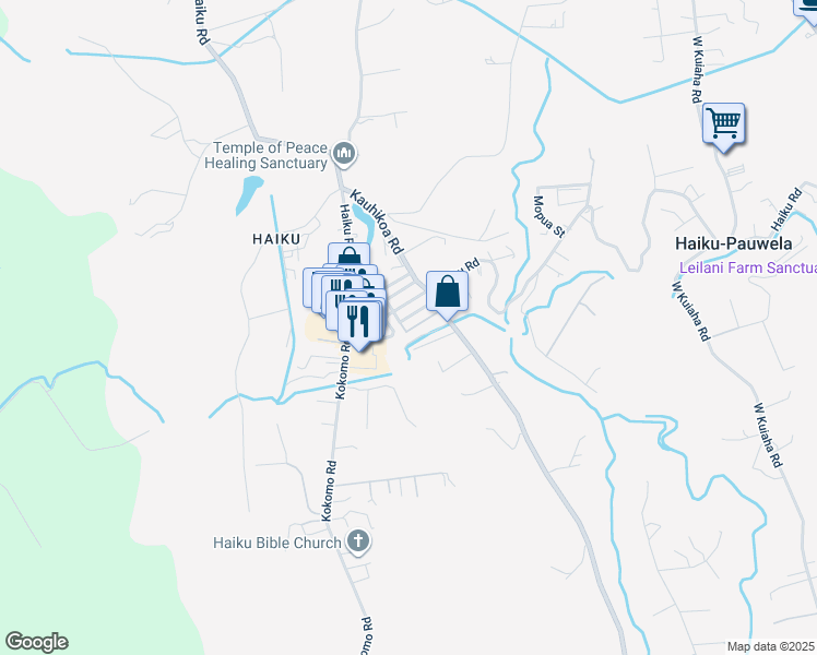 map of restaurants, bars, coffee shops, grocery stores, and more near 805 Kuulei Street in Haiku-Pauwela