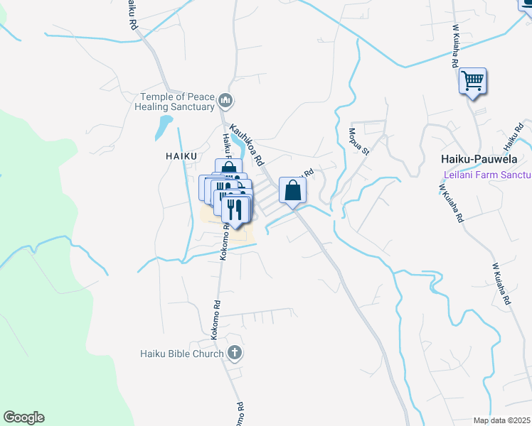 map of restaurants, bars, coffee shops, grocery stores, and more near 805 Kuulei Street in Haiku-Pauwela