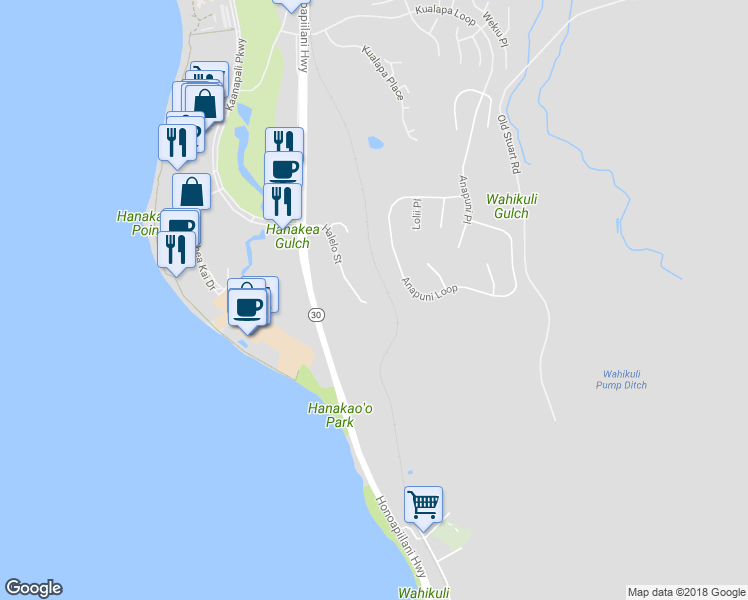 map of restaurants, bars, coffee shops, grocery stores, and more near 167 Halelo Street in Lahaina