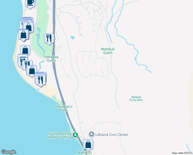 map of restaurants, bars, coffee shops, grocery stores, and more near 464 Anapuni Loop in Kaanapali