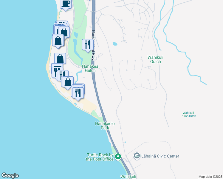 map of restaurants, bars, coffee shops, grocery stores, and more near 159 Halelo Street in Lahaina
