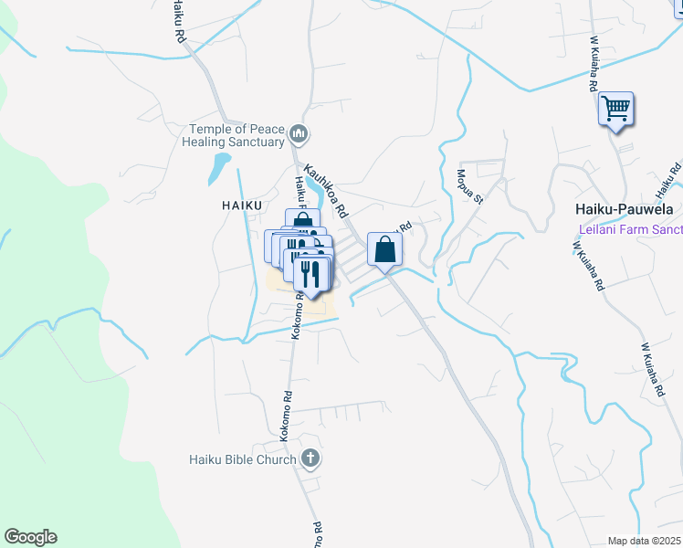 map of restaurants, bars, coffee shops, grocery stores, and more near 944 Haiku Road in Haiku-Pauwela