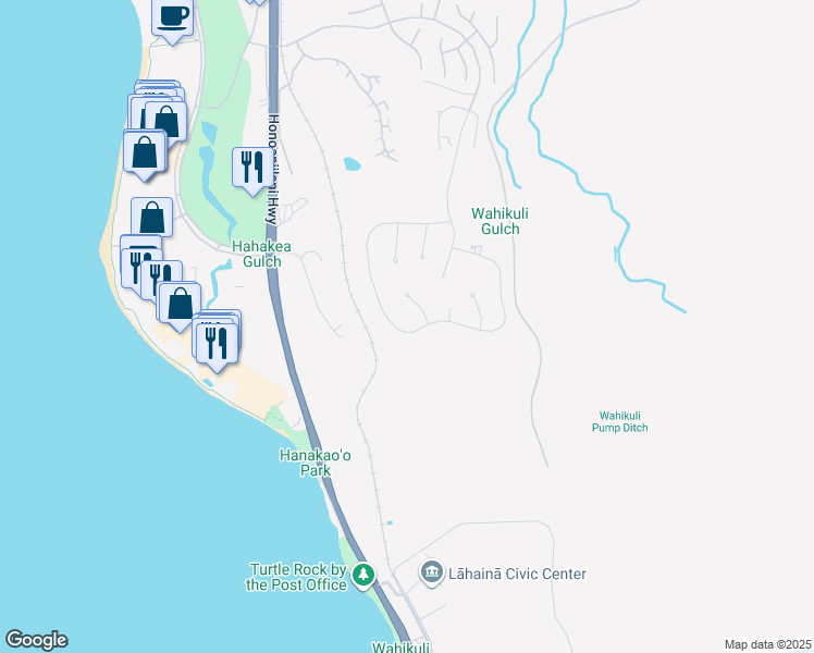 map of restaurants, bars, coffee shops, grocery stores, and more near 377 Anapuni Loop in Lahaina