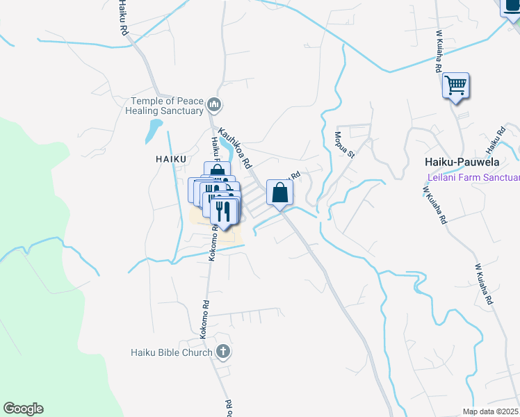 map of restaurants, bars, coffee shops, grocery stores, and more near 964 Kahealani Street in Haiku-Pauwela
