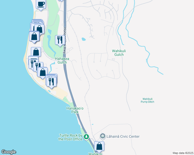 map of restaurants, bars, coffee shops, grocery stores, and more near 377 Anapuni Loop in Lahaina