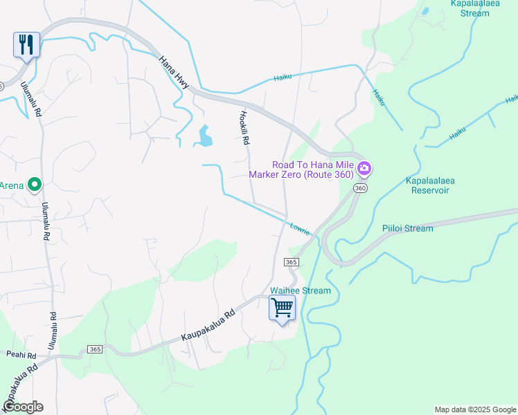 map of restaurants, bars, coffee shops, grocery stores, and more near 465 Kekoanui Place in Haiku-Pauwela
