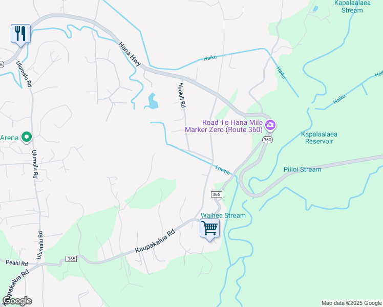 map of restaurants, bars, coffee shops, grocery stores, and more near 465 Kekoanui Place in Haiku-Pauwela
