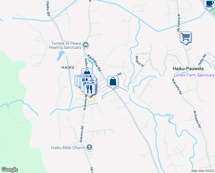 map of restaurants, bars, coffee shops, grocery stores, and more near 978 Kahealani Street in Haiku-Pauwela