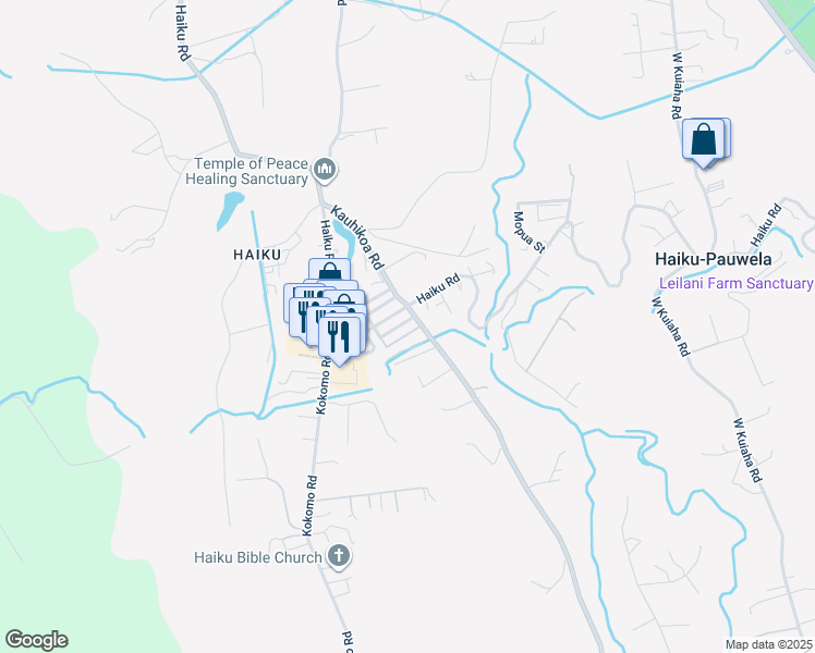map of restaurants, bars, coffee shops, grocery stores, and more near 978 Kahealani Street in Haiku-Pauwela