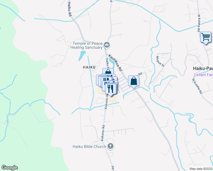 map of restaurants, bars, coffee shops, grocery stores, and more near 790 Haiku Road in Haiku-Pauwela