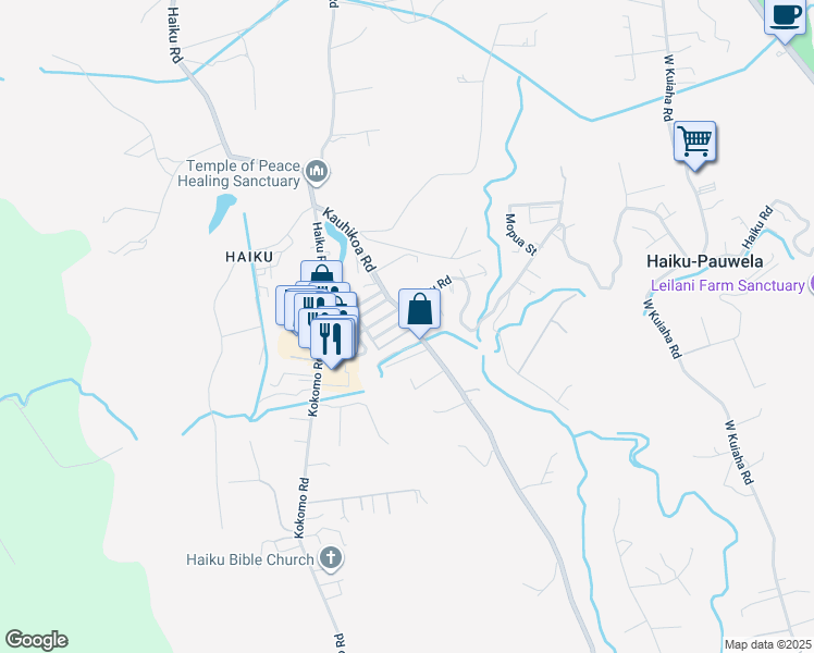 map of restaurants, bars, coffee shops, grocery stores, and more near 995 Iulani Street in Haiku-Pauwela