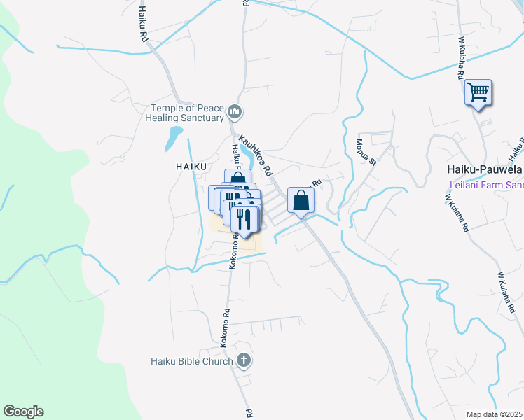 map of restaurants, bars, coffee shops, grocery stores, and more near 752 Noholani Street in Haiku-Pauwela