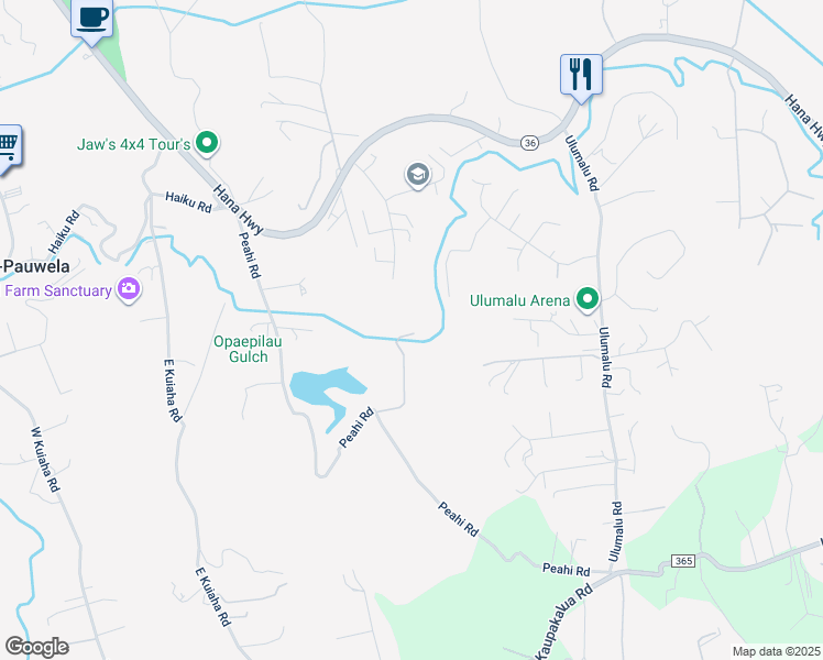 map of restaurants, bars, coffee shops, grocery stores, and more near 505 Peahi Road in Haiku-Pauwela