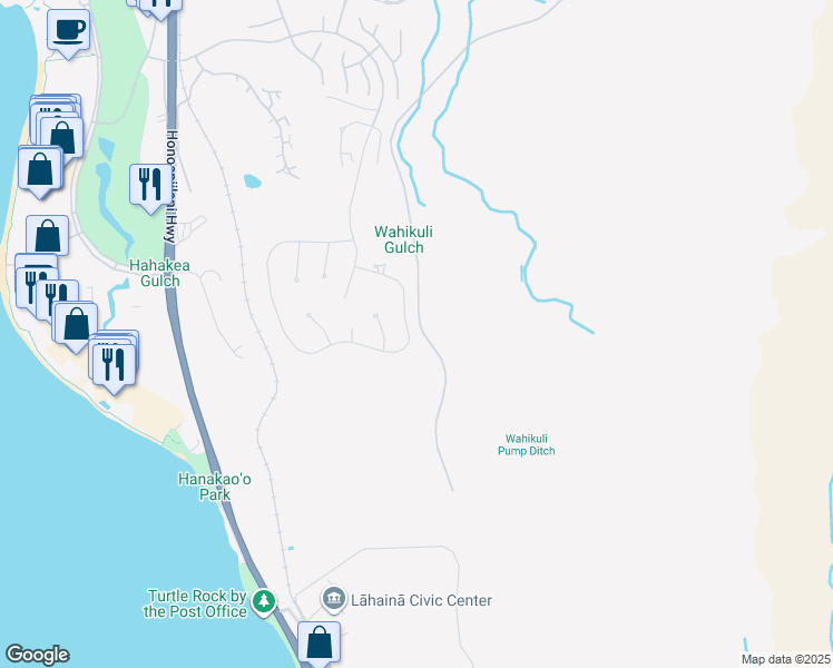 map of restaurants, bars, coffee shops, grocery stores, and more near 614 Anapuni Loop in Lahaina