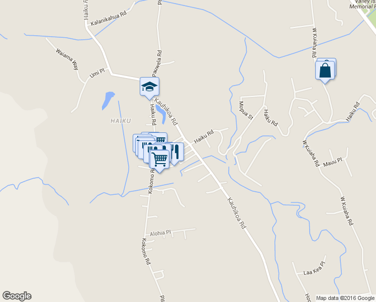 map of restaurants, bars, coffee shops, grocery stores, and more near 979 Kahealani Street in Haiku-Pauwela