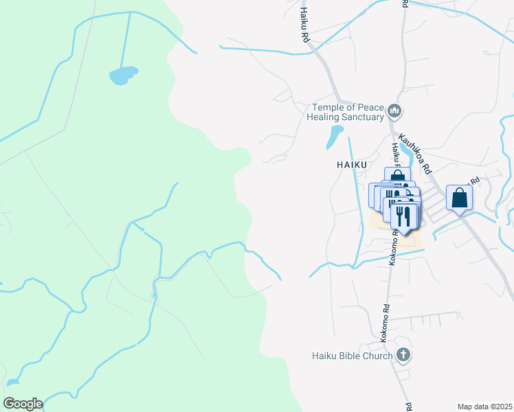 map of restaurants, bars, coffee shops, grocery stores, and more near 150 Auwaha Street in Haiku-Pauwela