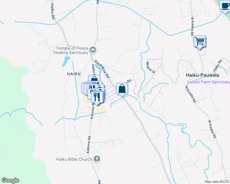 map of restaurants, bars, coffee shops, grocery stores, and more near 979 Kahealani Street in Haiku-Pauwela