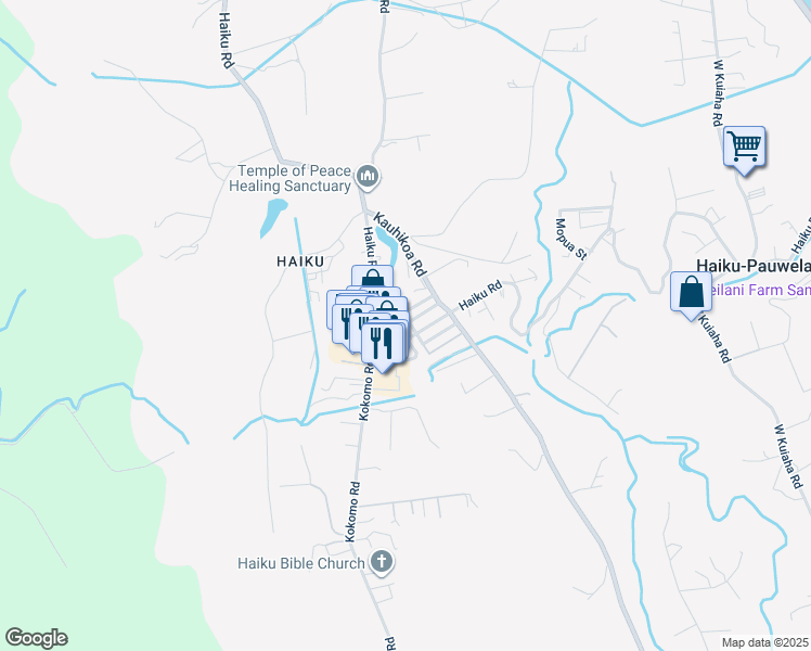map of restaurants, bars, coffee shops, grocery stores, and more near 752 Noholani Street in Haiku-Pauwela
