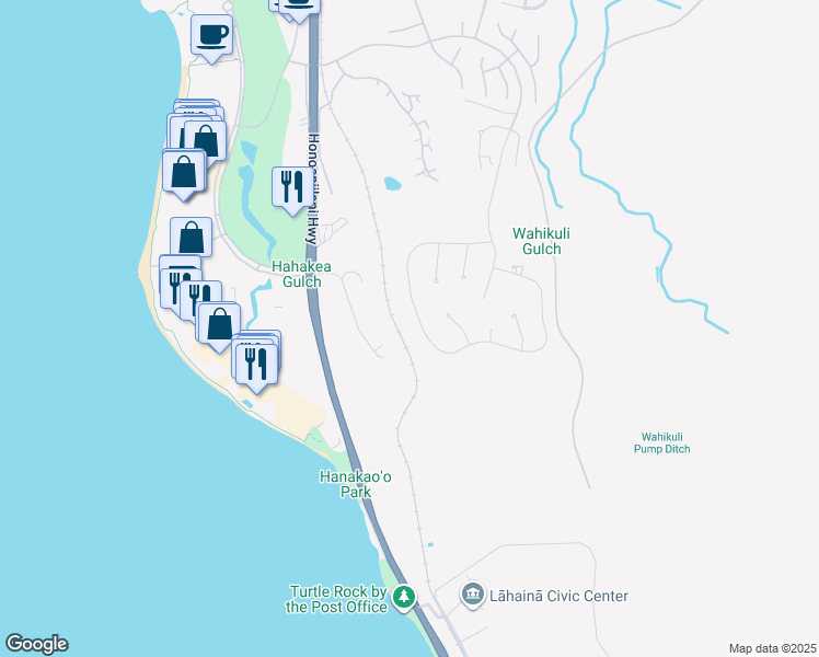 map of restaurants, bars, coffee shops, grocery stores, and more near 284 Anapuni Loop in Lahaina