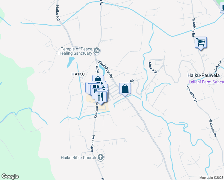 map of restaurants, bars, coffee shops, grocery stores, and more near 968 Lahui Street in Haiku-Pauwela