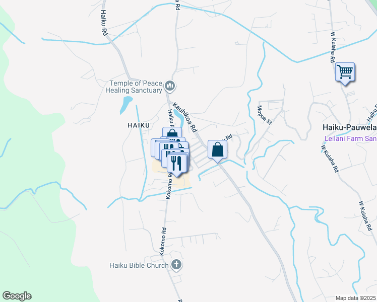map of restaurants, bars, coffee shops, grocery stores, and more near 955 Lahui Street in Haiku-Pauwela