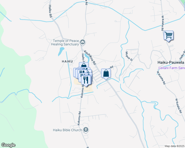 map of restaurants, bars, coffee shops, grocery stores, and more near 955 Lahui Street in Haiku-Pauwela