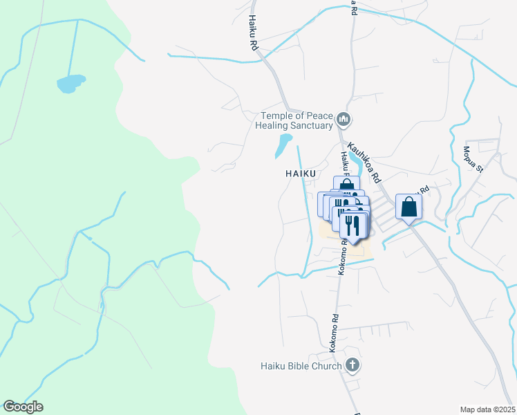 map of restaurants, bars, coffee shops, grocery stores, and more near 150 Auwaha Street in Haiku-Pauwela