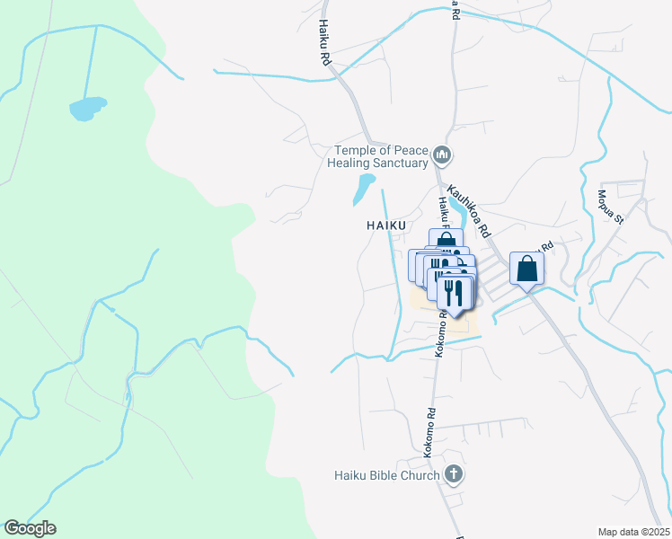 map of restaurants, bars, coffee shops, grocery stores, and more near 150 Auwaha Street in Haiku-Pauwela