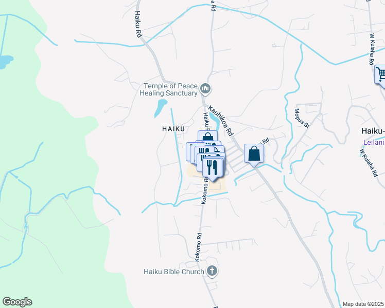 map of restaurants, bars, coffee shops, grocery stores, and more near 748 Haiku Road in Haiku-Pauwela