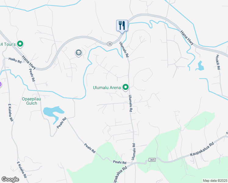 map of restaurants, bars, coffee shops, grocery stores, and more near 80 Alekanekelo Place in Haiku-Pauwela