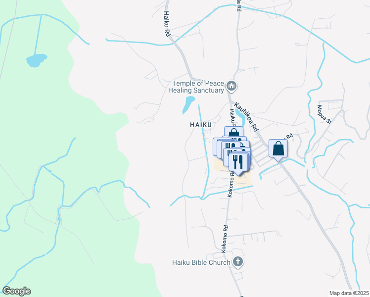 map of restaurants, bars, coffee shops, grocery stores, and more near 500 Auwaha Street in Haiku-Pauwela