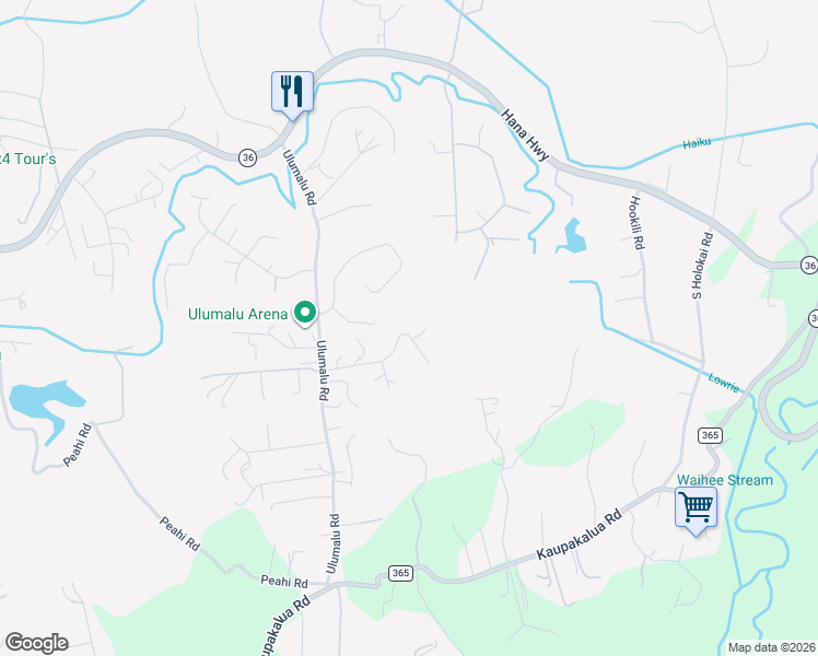 map of restaurants, bars, coffee shops, grocery stores, and more near 4415 Waha Place in Haiku-Pauwela