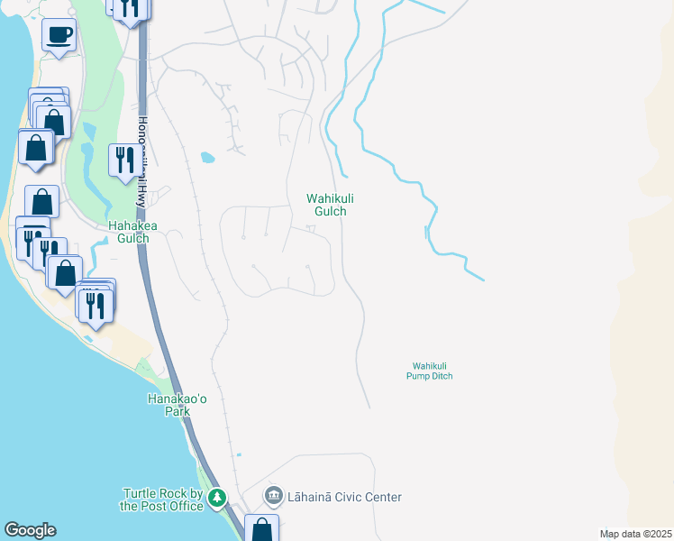 map of restaurants, bars, coffee shops, grocery stores, and more near 644 Anapuni Loop in Lahaina