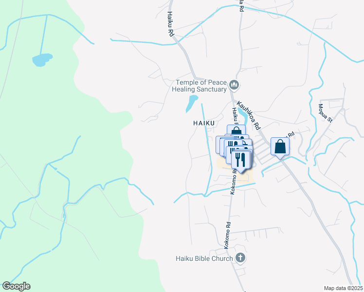 map of restaurants, bars, coffee shops, grocery stores, and more near 500 Auwaha Street in Haiku-Pauwela