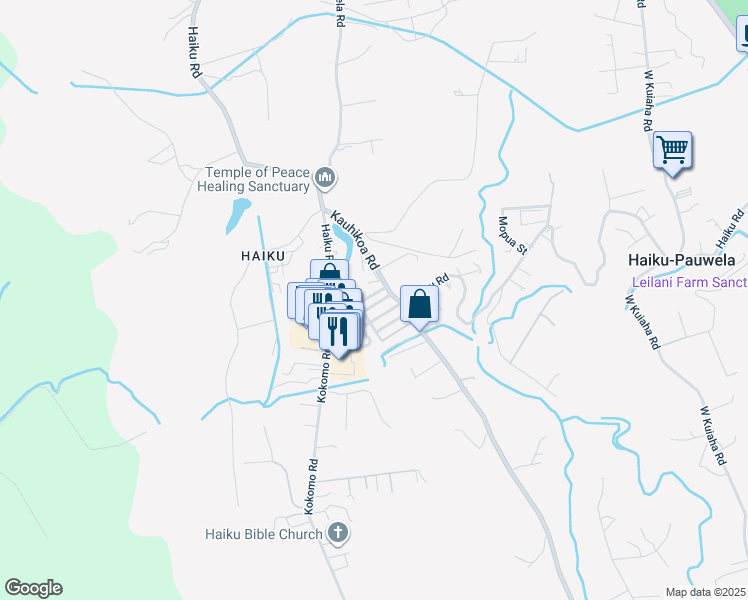 map of restaurants, bars, coffee shops, grocery stores, and more near 976 Noholani Street in Haiku-Pauwela