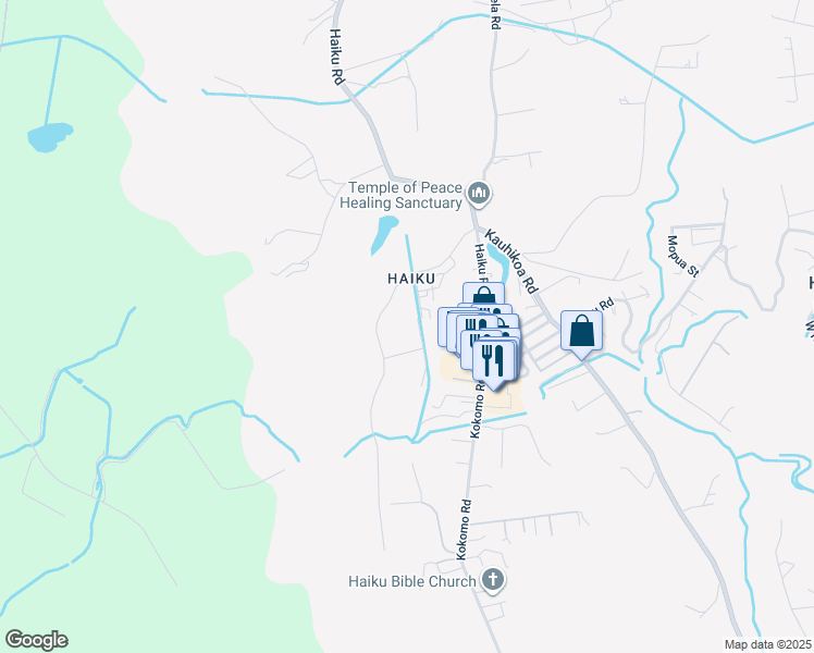 map of restaurants, bars, coffee shops, grocery stores, and more near 631 Auwaha Street in Haiku-Pauwela