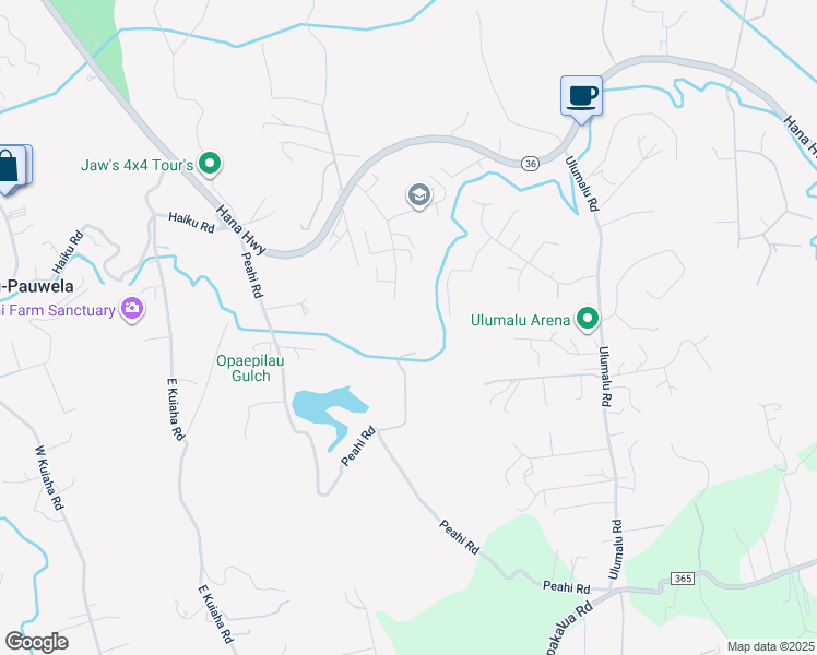 map of restaurants, bars, coffee shops, grocery stores, and more near 185 Hohani Place in Haiku-Pauwela