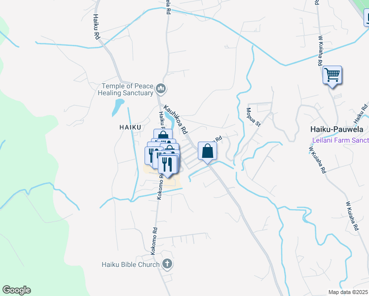 map of restaurants, bars, coffee shops, grocery stores, and more near 976 Noholani Street in Haiku-Pauwela