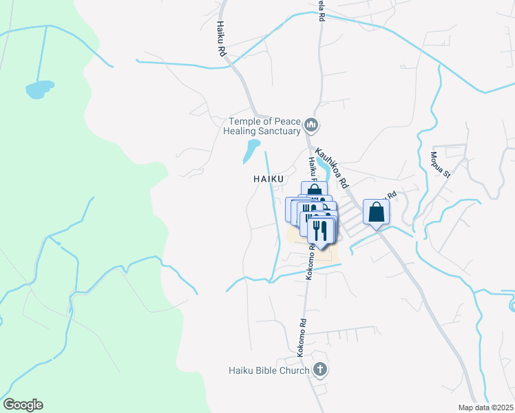 map of restaurants, bars, coffee shops, grocery stores, and more near 729 Auwaha Street in Haiku-Pauwela