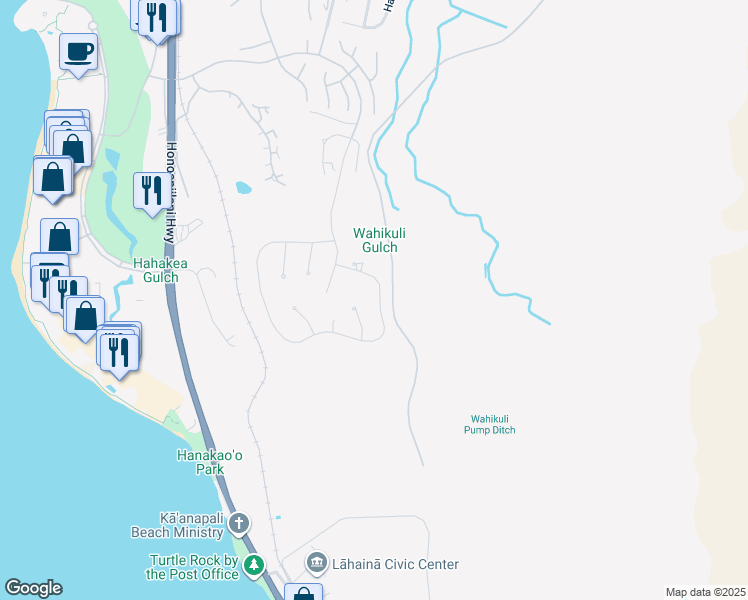 map of restaurants, bars, coffee shops, grocery stores, and more near 747 Anapuni Loop in Lahaina